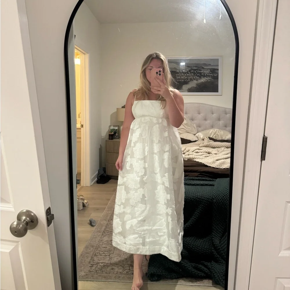 BHLDN Floral Burnout Jacquard Apron Maxi Dress - Picture 1 of 8